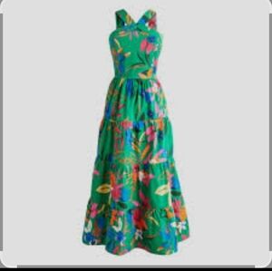 J. Crew Green Smocked Dress